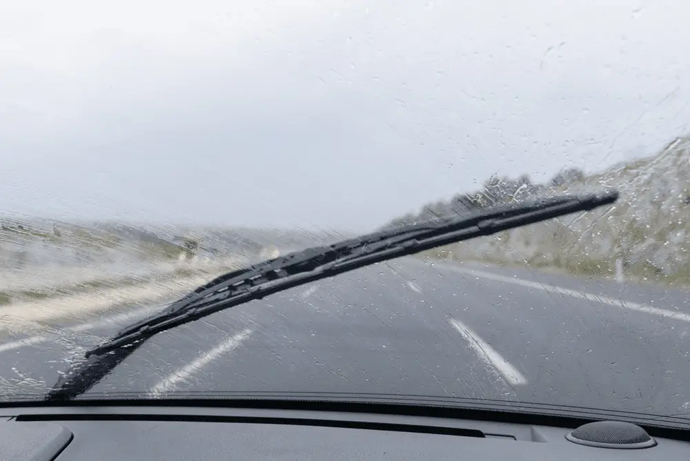 Wiper blades on a windshield