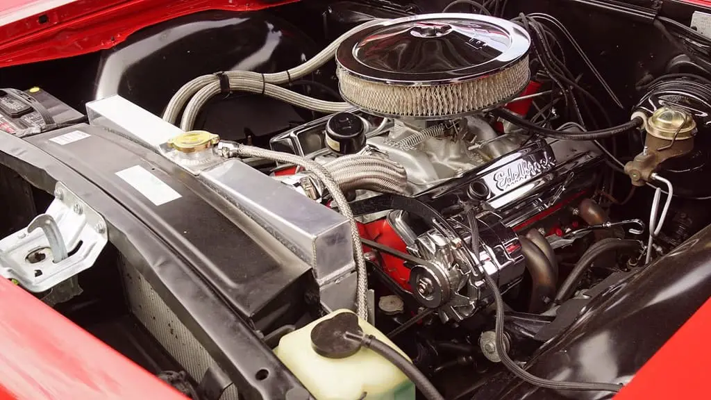 air filter installed inside a  vintage car