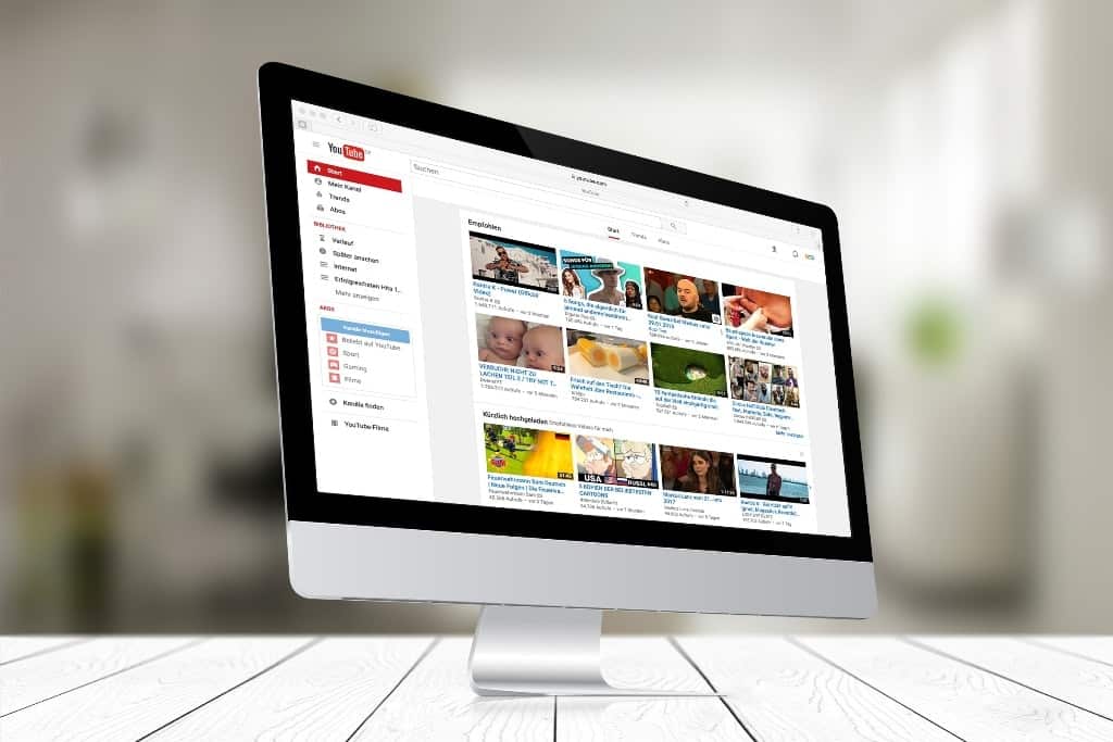 screenshot showing the Youtube site